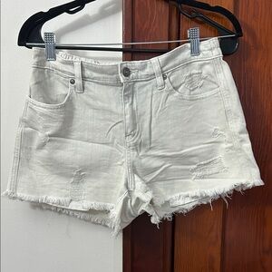 Aerie Cream Distressed Jean Shorts